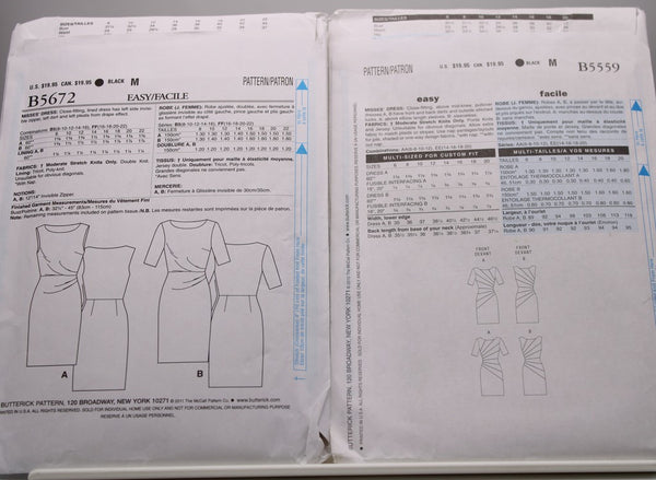 Butterick Women's Sewing Patterns B5672 & B5559 New With Tag